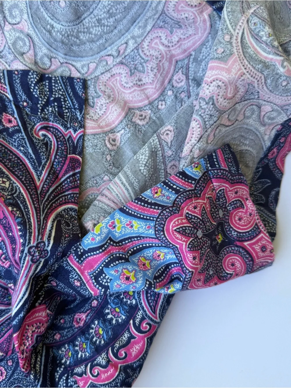 Ralph Lauren Navy Paisley Button-Up with Pink and Light Blue Accents sleepwear - Picture 5 of 6
